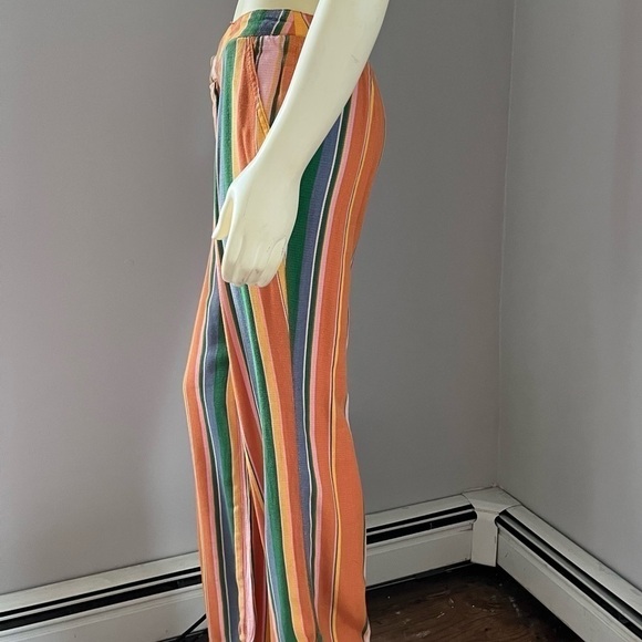 Free People Anthropologie Women’s Boho Striped Pants Orange Green Pink Blue 4 - Picture 8 of 13